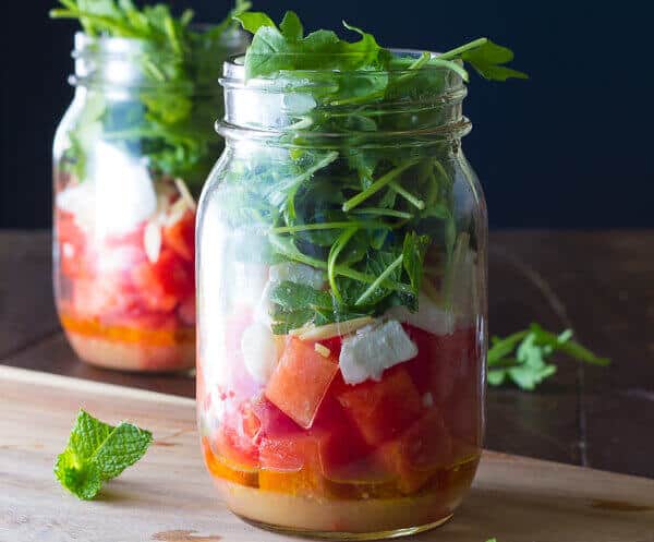 Arugula and Watermelon Salad in a Jar